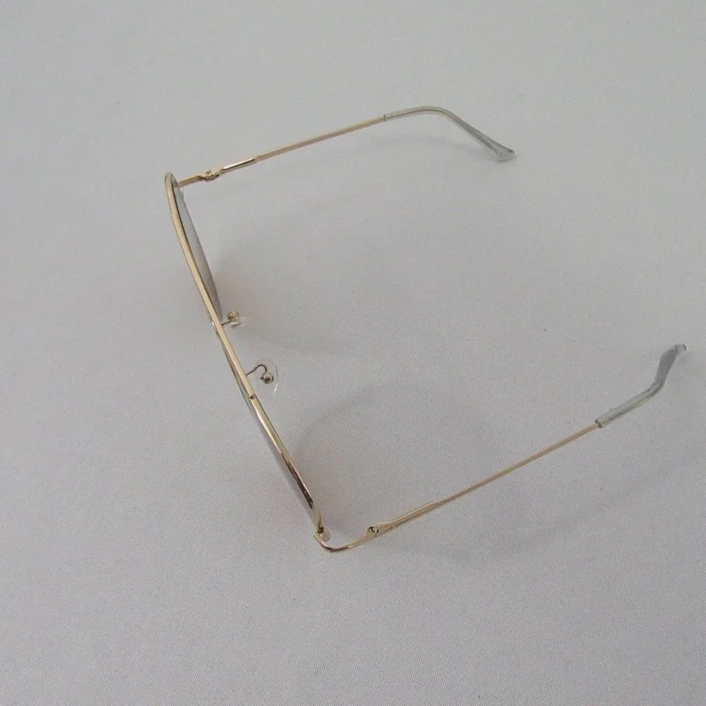 Ombre Blue Yellow Rim Gold Metal Frame Sunglasses New
